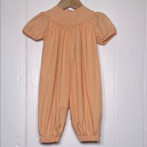 PETIT AMI EUC Girls Preppy Classic Gimgham Puff Sleeve Bubble Romper Jumpsuit